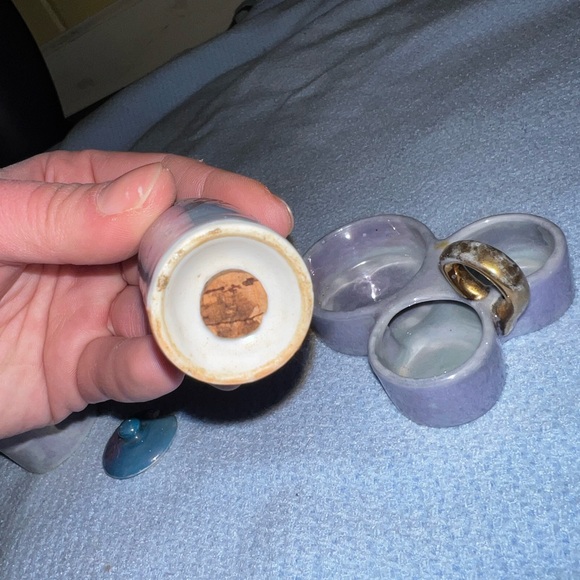 Rare Vintage Condiment Salt Shaker Holder Lusterware Hand Painted Japan - Picture 11 of 16